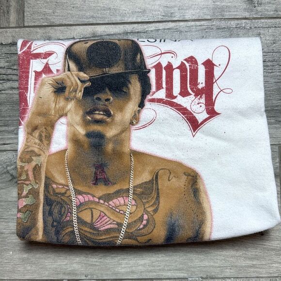 Gildan Mens White Graphic Print August Alsina Short Sleeve Tee 2XL - Picture 1 of 7